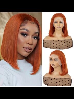 Premium Lace Front Bob Wig - Vibrant Copper Orange